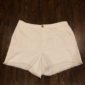 Aerie Womens Adventure Cut Off White Shorts Size XL Frayed Hem Shorts NWT